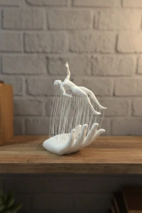 3D El Formlu İnsan Figürü Beyaz Modern Ev ve Ofis Dekoru