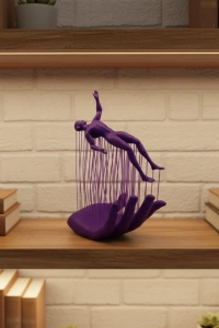 3D El Formlu İnsan Figürü Mor Özgün Sanat Biblosu 12x18 cm