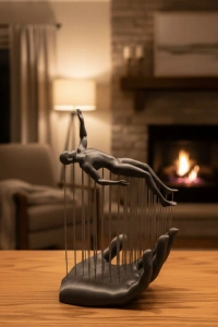 3D El İnsan Figürü Gri Modern Ev ve Ofis Dekoru