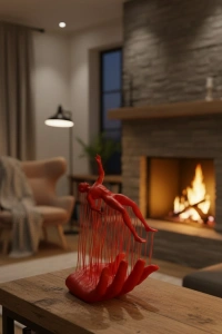 3D El İnsan Figürü Kırmızı Minimal Modern Ev ve Ofis Dekoru 12x18 cm