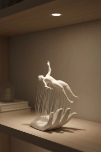 3D El Üzerinde İnsan Figürü Beyaz Minimal Masa Üstü Dekor