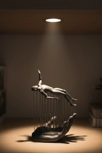 3D El Üzerinde İnsan Figürü Gri Minimal Masa Üstü Dekor