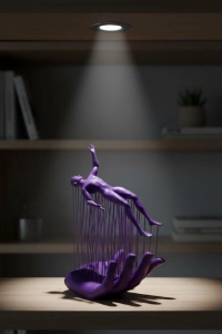 3D El Üzerinde İnsan Figürü Mor Soyut Tasarım Dekor Biblo