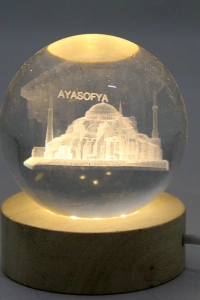 3D İstanbul Temalı Kristal Cam Küre Led Lamba Model 2