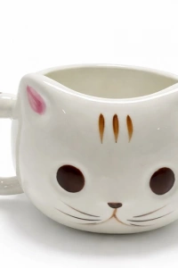 3D Kedi Tasarımlı Kabartmalı Seramik Kupa Bardak