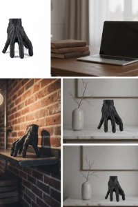 3D Modern Siyah El Biblo 17x16 cm Ev ve Ofis Dekorasyonu