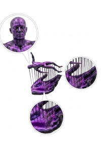 3D Mor İnsan Figürü Dekoratif Duvar ve Masa Üstü Sanat Objesi