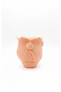 3D Özel Baskı Turuncu Çiçekli Dekoratif Vazo Salon Ofis Dekoru