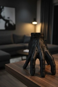 3D Siyah El Dekoratif Biblo 17x16 cm Modern ve Şık Tasarım