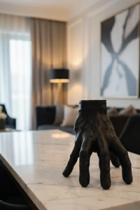 3D Siyah El Heykeli 17x16 cm Raf ve Masa Üstü Dekor