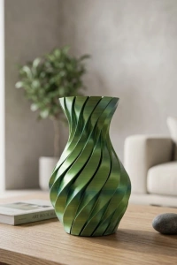 3D Spiral Yeşil Vazo Modern Tasarım Dekoratif Ev Aksesuarı
