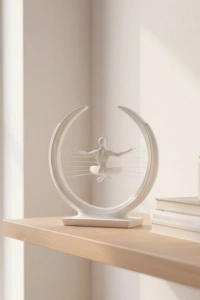 3D Zen Heykeli Modern Ay Tasarımlı Meditasyon Biblosu