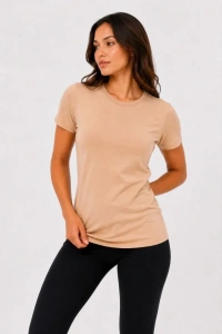 3’lü Kısa Kollu Bisiklet Yaka Basic Slim Fit T-Shirt - Turuncu - Bej - Hardal