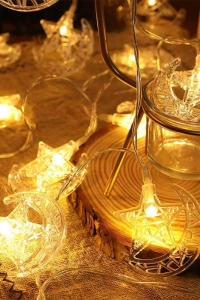 3m 20 Led 2 Kademeli Ay Yıldız Pilli LED Işık