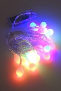 3m 20 Led Beyaz Top RGB ışık Pilli 2 Kademeli