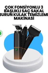3’ü 1 Arada Erkek Bakım Makinesi – Paslanmaz Çelik Başlıklı Şarjlı Tıraş Seti