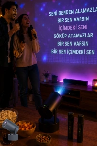 3ü 1 Arada Karaoke ve Projeksiyon Sistemi Çift Mikrofon Destekli
