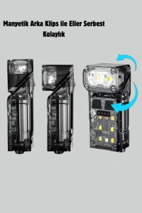 3’ü 1 Arada LED Far Şarj Edilebilir Sensörlü Manyetik 10 Saat Kullanım