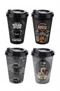 4 Adet Kahve Bardağı - Kapaklı Desenli 400ML