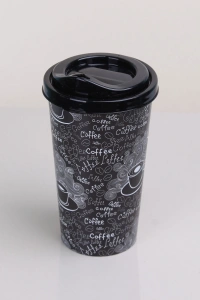 4 Adet Kahve Bardağı - Kapaklı Desenli 400ML