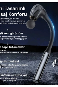 4 Başlıklı Uzun Saplı Ergonomik Profesyonel Sporcu Masaj Tabancası