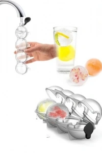 4 Bölmeli  Küre Buz Topu Kalıbı -  Yuvarlak Buz Topu