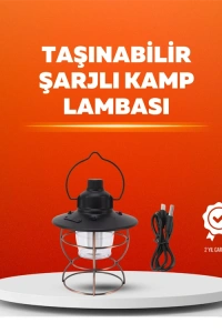 4 Fonksiyonlu Dekoratif Kamp Lambası – Tungsten Ampul, USB Çıkışlı