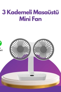 4 Kademeli Hız Ayarlı USB Şarjlı Çift Taraflı Masaüstü Vantilatör