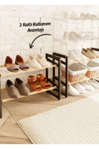 4 Katlı Ahşap Ayakkabılık