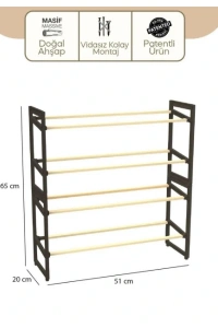 4 Katlı Ahşap Ayakkabılık
