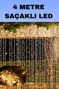 4 Metre Icicle Şelale Led Perde Işık Sarı Aydınlatma