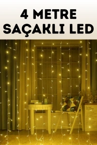 4 Metre Şelale Perde Led Işık Dış Mekan İç Mekan Uyumlu