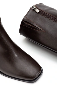 4804 Kahve Cilt Fermuarlı Günlük Bayan Çizme