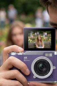4K Kompakt Kamera 48 MP Autofocus Flash Özellikli Vlog Kamera