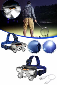 5 LED Far Şarj Edilebilir Güçlü Kafa Lambası Kamp Lambası 4 Modlu