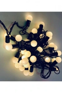 5 Metre 28 Mini Top Led Sarı Işık Fişli Siyah Kablo