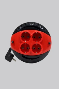 5 Metre Kablolu 4’lü Kırmızı Priz Makara