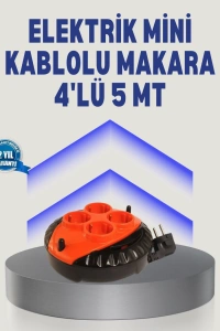 5 Metre Kablolu 4’lü Kırmızı Priz Makara