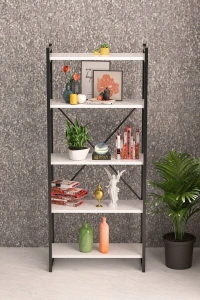Kitaplık 5 Raflı Beyaz 180 Cm