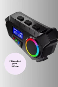 500mAh Bataryalı Bluetooth 5.4 İnterkom LED Ekranlı FM Destekli