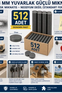 512 Adet Mıknatıs 17x3 mm Yuvarlak Güçlü Mıknatıs Disk Mıknatıs