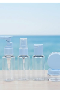 5’li Seyahat Dolum Şişe Seti 30 ml Şeffaf Taşıma Çantalı