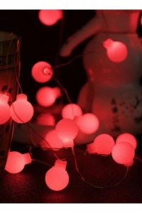 5m 28 Led Kırmızı Işık Şeffaf Kablo Fişli Eklemeli