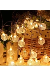 5m 28 Led Kristal Top Gün Işığı Şeffaf Kablo Fişli Eklemeli