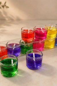 6lı Jel Dekoratif Mum Seti - Karışık Renklerde
