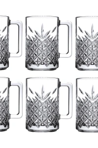 6lı Kulplu Kristal Meşrubat Bardağı