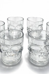 6lı Kurukafa Şeffaf Cam Shot Bardağı Seti 6x5 cm