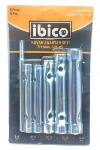 6 Parça Kovan Anahtarı Seti - 6 Farklı Ölçü - Paslanmaz Krom Kaplama