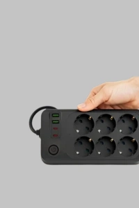 6 Prizli Çoklu Uzatma Kablosu USB Type-C Hızlı Şarj Termal Koruma