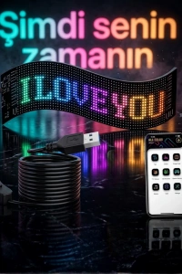 60 cm LED Matrix Panel 16x96 Piksel Bluetooth Kontrollü RGB Kayan Yazı Ekranı